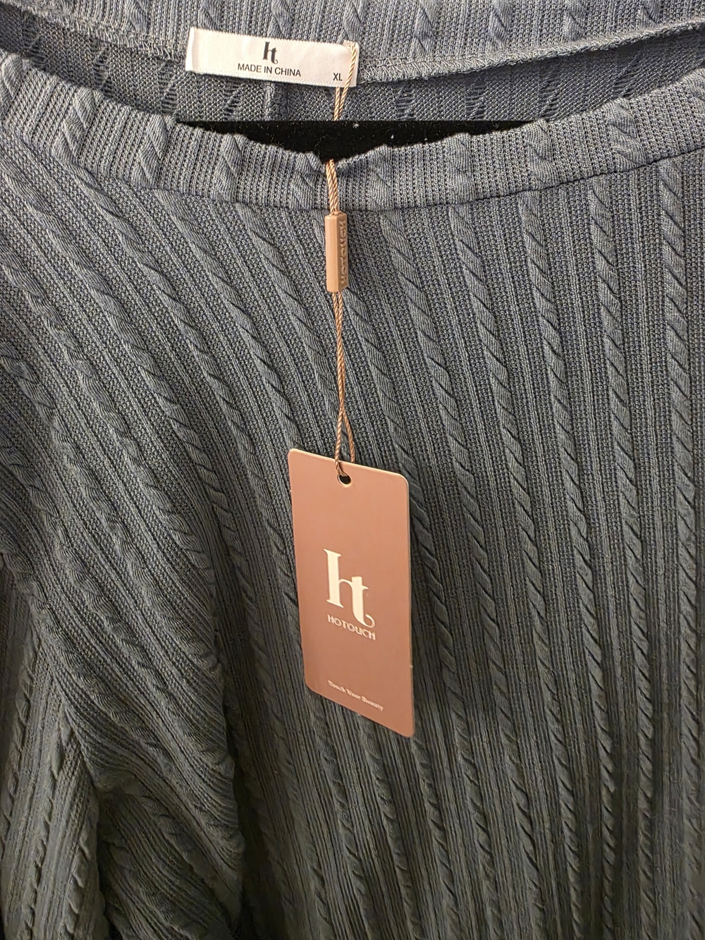 NWT Long Sleeve Textured Sheath Dress with Waist Tie - Slate Blue - Picture 4 of 4